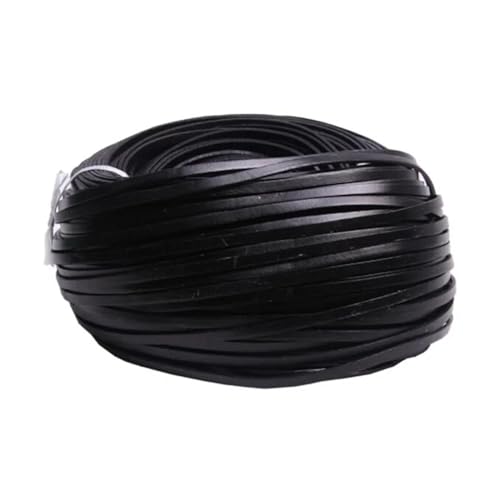 ZYFHYU 5 Meter Bunte Flache Kordel aus echtem Leder for Selbermachen von Armbändern, Seilschnur zur Schmuckherstellung für Armbänder Halskette Schmuck(Black,6mm) von ZYFHYU