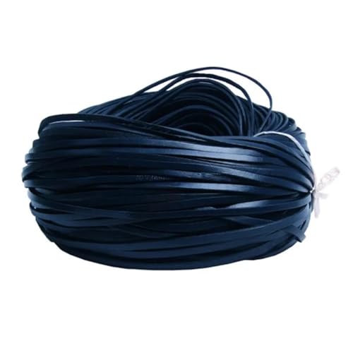 ZYFHYU 5 Meter Bunte Flache Kordel aus echtem Leder for Selbermachen von Armbändern, Seilschnur zur Schmuckherstellung für Armbänder Halskette Schmuck(Dark Blue,6mm) von ZYFHYU