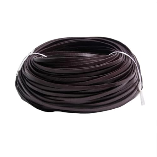 ZYFHYU 5 Meter Bunte Flache Kordel aus echtem Leder for Selbermachen von Armbändern, Seilschnur zur Schmuckherstellung für Armbänder Halskette Schmuck(Dark Coffee,6mm) von ZYFHYU
