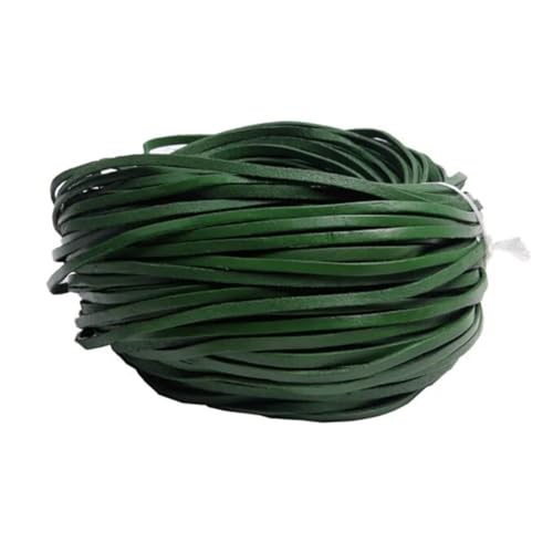 ZYFHYU 5 Meter Bunte Flache Kordel aus echtem Leder for Selbermachen von Armbändern, Seilschnur zur Schmuckherstellung für Armbänder Halskette Schmuck(Dark Green,8mm) von ZYFHYU