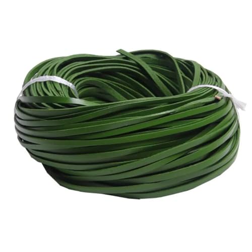 ZYFHYU 5 Meter Bunte Flache Kordel aus echtem Leder for Selbermachen von Armbändern, Seilschnur zur Schmuckherstellung für Armbänder Halskette Schmuck(Grass Green,5mm) von ZYFHYU