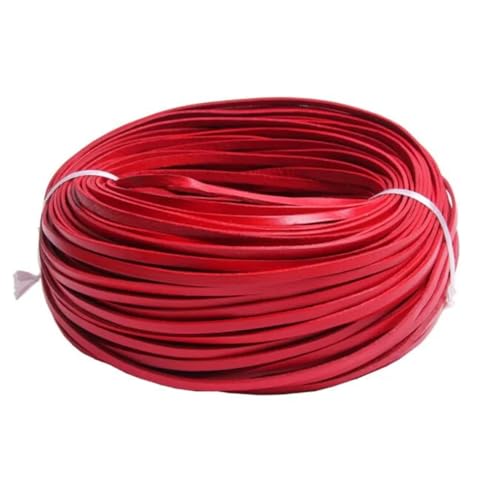 ZYFHYU 5 Meter Bunte Flache Kordel aus echtem Leder for Selbermachen von Armbändern, Seilschnur zur Schmuckherstellung für Armbänder Halskette Schmuck(Red,6mm) von ZYFHYU