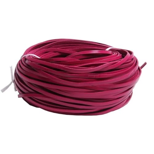 ZYFHYU 5 Meter Bunte Flache Kordel aus echtem Leder for Selbermachen von Armbändern, Seilschnur zur Schmuckherstellung für Armbänder Halskette Schmuck(Rose Red,8mm) von ZYFHYU