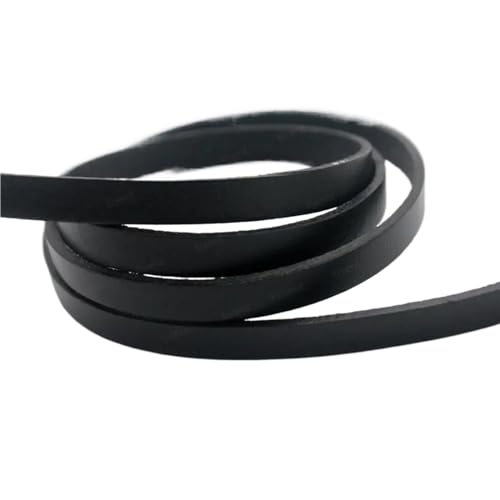 ZYFHYU Flacher Streifen aus Rindsleder, echte Kordel, farbig beschichtet, for selbstgemachte Armbänder und Halsketten, 8 mm Breite, 2 mm Dicke, 1 Yard für Armbänder Halskette Schmuck(Black) von ZYFHYU