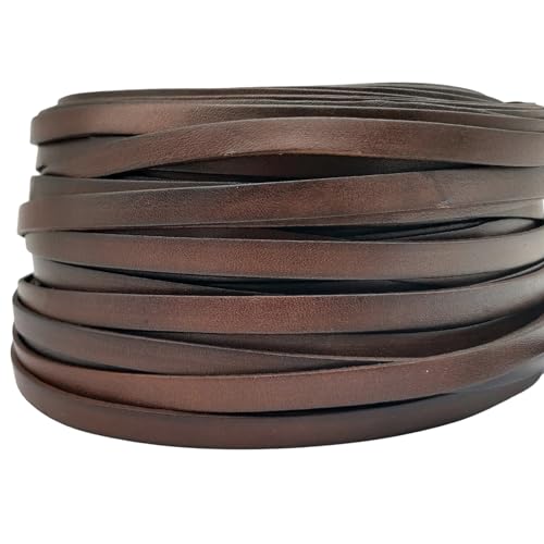 ZYFHYU Flacher Streifen aus Rindsleder, echte Kordel, farbig beschichtet, for selbstgemachte Armbänder und Halsketten, 8 mm Breite, 2 mm Dicke, 1 Yard für Armbänder Halskette Schmuck(Brown2) von ZYFHYU