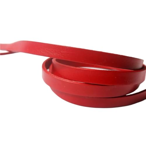 ZYFHYU Flacher Streifen aus Rindsleder, echte Kordel, farbig beschichtet, for selbstgemachte Armbänder und Halsketten, 8 mm Breite, 2 mm Dicke, 1 Yard für Armbänder Halskette Schmuck(RED) von ZYFHYU