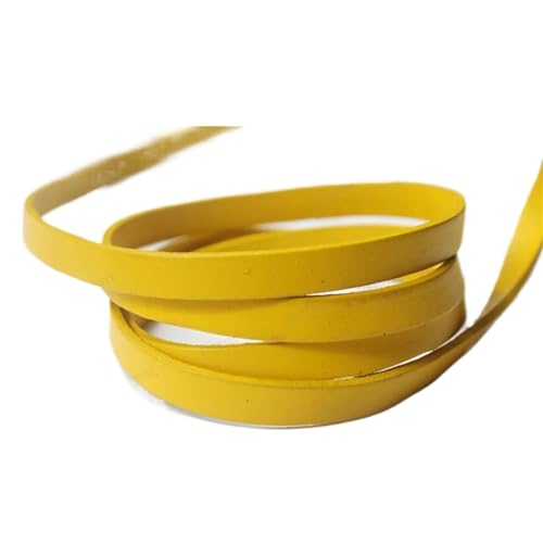 ZYFHYU Flacher Streifen aus Rindsleder, echte Kordel, farbig beschichtet, for selbstgemachte Armbänder und Halsketten, 8 mm Breite, 2 mm Dicke, 1 Yard für Armbänder Halskette Schmuck(Yellow) von ZYFHYU