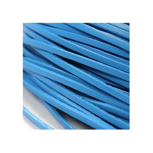 ZYFHYU Lederband, Flacher Lederstreifen, Schmuckherstellung for Armbänder und Halsketten, echtes Leder, 5 Yards, 3 mm x 2 mm für Armbänder Halskette Schmuck(Blue) von ZYFHYU