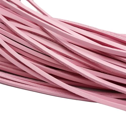ZYFHYU Lederband, Flacher Lederstreifen, Schmuckherstellung for Armbänder und Halsketten, echtes Leder, 5 Yards, 3 mm x 2 mm für Armbänder Halskette Schmuck(Pink) von ZYFHYU