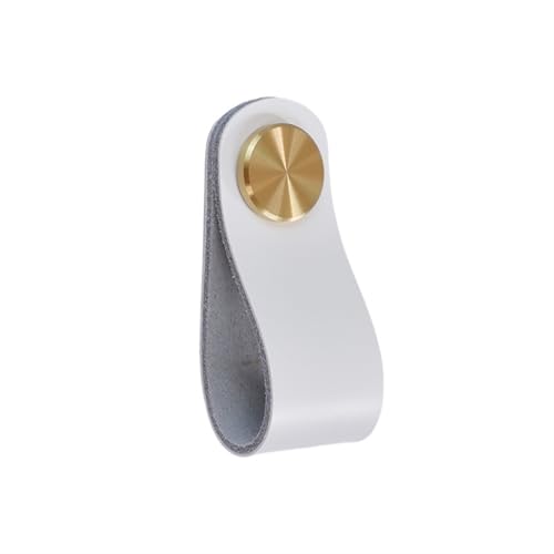 ZYFHYU Möbelgriffe aus Leder for Küchenschränke, Aufbewahrung, Türknöpfe, Schuhschränke, Kleiderschrank, Schubladengriffe für schränke(White-Gold Handle) von ZYFHYU
