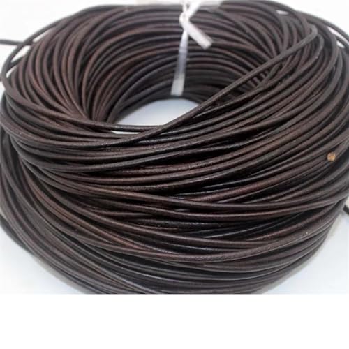 ZYFHYU Retro Echtes Lederband Rund/Flach Strang Leder Seil Fit Halskette Armbänder DIY Schmuck für Armbänder Halskette Schmuck(Round 2mm) von ZYFHYU