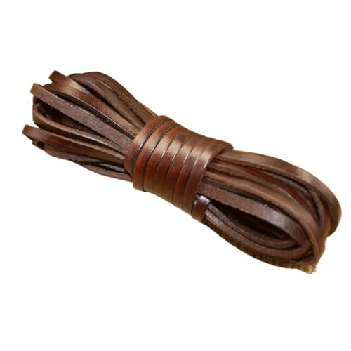 ZYFHYU Retro braun flach rund echtes Lederband Armband Halskette Leder Seil Schnur DIY Schmuck Machen für Armbänder Halskette Schmuck(Flat 4x2mm) von ZYFHYU