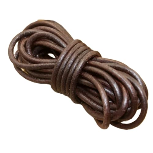 ZYFHYU Retro braun flach rund echtes Lederband Armband Halskette Leder Seil Schnur DIY Schmuck Machen für Armbänder Halskette Schmuck(Round 5mm) von ZYFHYU
