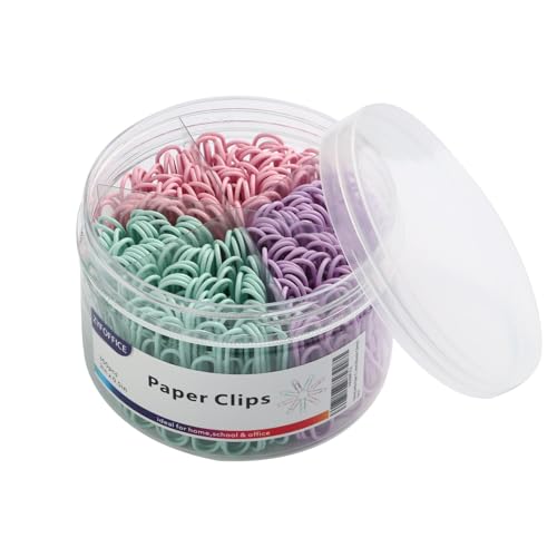 Farbige Jumbo-Büroklammern, 300 Stück, 50 mm, Büroklammern, bunte Klammern für Papiere, ideal für Zuhause, Schule und Büro, farbig (Pastellfarben, 3,3 cm und 5,1 cm) von ZYFOFFICE