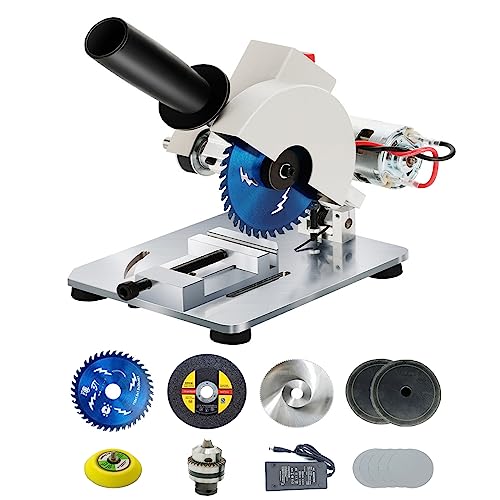 4" Mini-Tischkreissäge, tragbar, elektrisch, kleine Hobby-Kappsäge, 0–45° Winkel und höhenverstellbar, 9000 U/min, Tisch-Trennsäge für die Holzbearbeitung mit 5 Sägeblättern, Schneidemaschine aus Al von ZYGPH