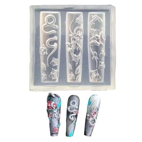 Multifunktionale transparente Silikon-Schnitz-Nagelform, Schlangen-Blumen-Form für Kunstharz, Kunst-Anhänger und Maniküre-Werkzeuge Multifunktionale transparente Silikon-Schnitz-Nagelform, Schlangen-Blumen-Form für Kunstharz, Kunst-Anhänger und Maniküre-Werkzeuge von ZYHARUKO