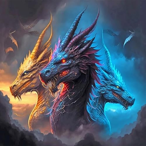 5D Diamond Painting Drache, DIY Drache Diamant Painting Set für Erwachsene, Diamant Painting Set für Erwachsene und Kinder, voller runder Diamant，Geeignet für die Wanddekoration zu Hause, 30x30cm von ZYJBD