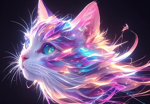 ZYJBD Diamond Painting Katze 5D,Tierdiamantmalerei, DIY 5D Set für Kinder und Erwachsene,Vollbohrung Diamantkunst, Diamanten für Wanddekoration, Geeignet für Heimdekoration und Wanddekoration，40x30cm von ZYJBD