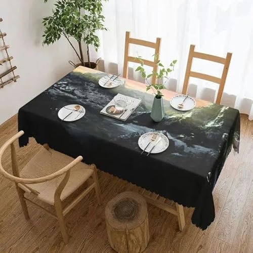 Rechteckige ölbeständige Skyrim-Tischdecke aus abgenutztem Leder mit Prägung, Videospiel-Tischdecke, Tischdecke für Picknick, 17–137 x 183 cm von ZYKAA