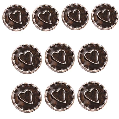 10 Pcs Herzknopf Runder Metallknopf Mit Loch Zum Nähen Von Handwerksstrickhemdmantel Pullover Jeans Strickjacken Dekoration von ZYKEJJDDAK