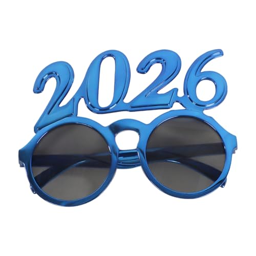 ZYKEJJDDAK Modische 2026 Nummer Brille mit runden Gläsern Urlaub Party Zubehör Leichter PC Rahmen Festival von ZYKEJJDDAK