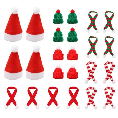 ZYKORT 24 Stück Mini Weihnachtsmütze und Schal Set, Strickmütze des Weihnachten, Nikolausmütze, Weihnachtsschal, für Weinflasche Deko Christmasbaumschmuck Puppenzubehör, Weihnachtsgedeck ZYKORT 24 Stück Mini Weihnachtsmütze und Schal Set, Strickmütze des Weihnachten, Nikolausmütze, Weihnachtsschal, für Weinflasche Deko Christmasbaumschmuck Puppenzubehör, Weihnachtsgedeck von ZYKORT