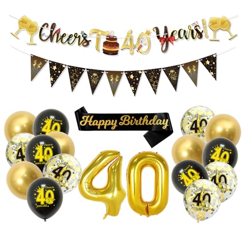 ZYKORT 40 Geburtstag Deko Männer,40 Jahre Geburtstag Dekorationen für Männer Frauen, Happy Birthday Schwarz Gold 40 Jahrestag Ballons Deko für Geburtstag Party Supplies ZYKORT 40 Geburtstag Deko Männer,40 Jahre Geburtstag Dekorationen für Männer Frauen, Happy Birthday Schwarz Gold 40 Jahrestag Ballons Deko für Geburtstag Party Supplies von ZYKORT