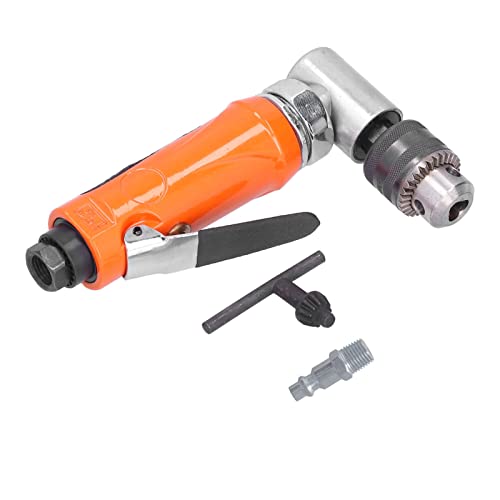 Pneumatic Drill 90 Degree Angle | 1/4 inch 1500 RPM Alloy Steel Pneumatic Drill | Right Angle Drill for Tight Spaces/Automotive/Metalworking | KP - 555L Model with Wrench (US Style) von ZYLARUM