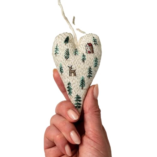2026 Stickerei-Weihnachtsschmuck-Set, handbestickte Baumschmuck, kreative herzförmige Dekoration, Handarbeitsset, geeignet für Liebhaber von ZYMIADOU