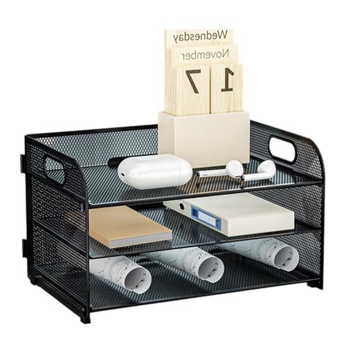 3 Etagen Büro-Ablage, Papieraufbewahrung, Briefablage, Schreibtisch-Organizer mit Griff, Notizbücher, Sortierregal, Bürobedarf, Papier-Organizer mit Griff, Briefablage, Organizer, Zubehör 3 Etagen Büro-Ablage, Papieraufbewahrung, Briefablage, Schreibtisch-Organizer mit Griff, Notizbücher, Sortierregal, Bürobedarf, Papier-Organizer mit Griff, Briefablage, Organizer, Zubehör von ZYMIADOU