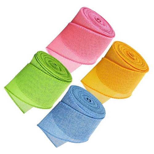Dekoband für Festivals, 50 mm x 2 m, buntes Stoffband zum Verpacken von Hochzeitsdekorationen, Urlaubsdekoration, handgefertigt, für Baumschmuck, 4 Stück von ZYMIADOU