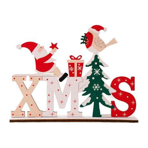 Festival Holzbuchstaben Dekoration Weihnachten Home Office Eingang Tischplatte Display Naturholz Handwerk Zubehör Holz Weihnachtsbuchstaben Dekorationen von ZYMIADOU