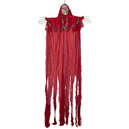 Halloween-Dekoration zum Aufhängen, gruselig, leuchtender Totenkopf, Skelett-Anhänger, Requisiten für Zuhause, Hof, Party, 196 cm lang, Skelett-Requisiten von ZYMIADOU
