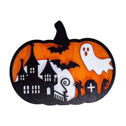 Halloween-Dekore aus Holz, zum Aufhängen, 18 x 15 cm, gruseliges Party-Dekorationsset für Zuhause, Schule, Geschäft, mehrere Verwendungsmöglichkeiten, Halloween-Dekorationen aus Holz von ZYMIADOU