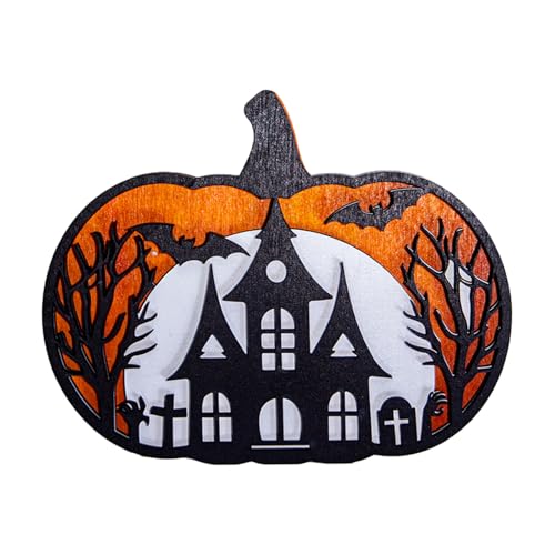 Halloween-Dekore aus Holz, zum Aufhängen, 18 x 15 cm, gruseliges Party-Dekorationsset für Zuhause, Schule, Geschäft, mehrere Verwendungsmöglichkeiten, Halloween-Dekorationen aus Holz von ZYMIADOU