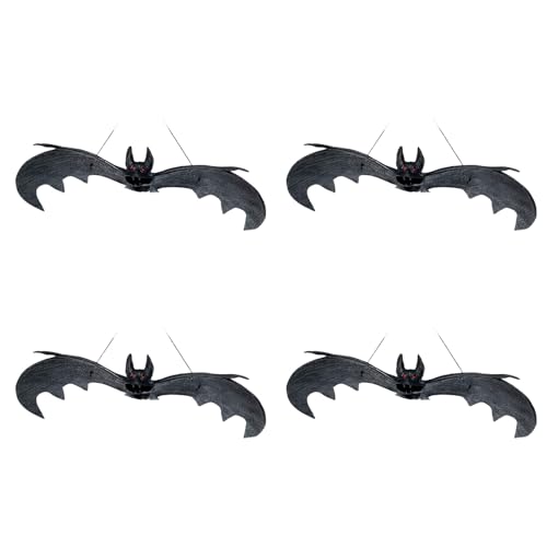 Halloween-Fledermaus-Ornament, gruselige Tier-Hängedekoration für drinnen und draußen, Halloween-Party, Tafelaufsätze, Fledermaus, Heimdekoration, 4 Stück von ZYMIADOU