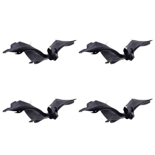 Halloween-Fledermaus-Ornament, gruselige Tier-Hängedekoration für drinnen und draußen, Halloween-Party, Tafelaufsätze, Fledermaus, Heimdekoration, 4 Stück von ZYMIADOU