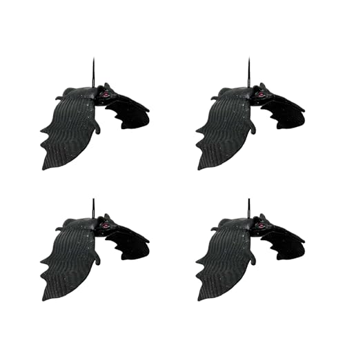 Halloween-Fledermaus-Ornament, gruselige Tier-Hängedekoration für drinnen und draußen, Halloween-Party, Tafelaufsätze, Fledermaus, Heimdekoration, 4 Stück von ZYMIADOU