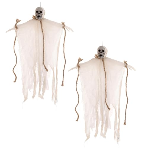 Halloween-Skelette, hängende Dekorationen, Spekter-Schädel, Ornament für Party, Spukhaus, Dekoration, Totenkopf-Ornament, Halloween-Skelette für Party, 2 Stück von ZYMIADOU