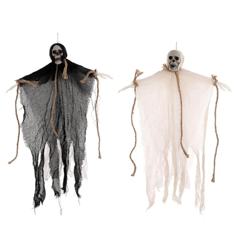 Halloween-Skelette, hängende Dekorationen, Spekter-Schädel, Ornament für Party, Spukhaus, Dekoration, Totenkopf-Ornament, Halloween-Skelette für Party, 2 Stück von ZYMIADOU