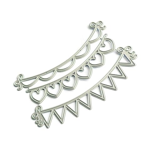 Künstler-Metall-Stanzschablonen, Herz-Banner, Stanzformen, Schablonen für Scrapbooking, Karten, Fotodekorationen, Metallschnitte, Herz-Banner, Stanzen, für Scrapbooking, Album-Dekoration von ZYMIADOU