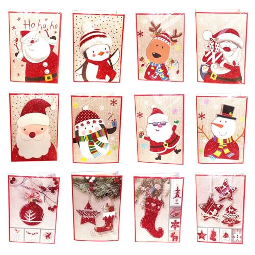 Weihnachtsmusik-Grußkarten, gemischte Designs mit zeitlosen Melodien und hochwertiger Handwerkskunst, Weihnachtskarten-Set mit Platz zum Schreiben, 12 Stück von ZYMIADOU