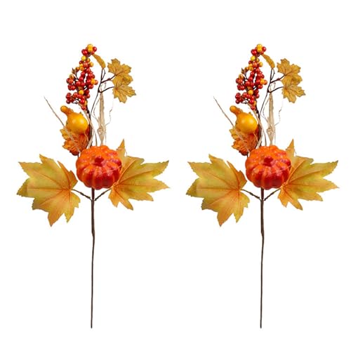 ZYMIADOU 2 Stück Thanksgiving Ernte Display Handwerk Supplies Künstliche Ahornblätter Zweig Herbst Blumen Arrangement Dekoration Saisonale Türdekoration von ZYMIADOU