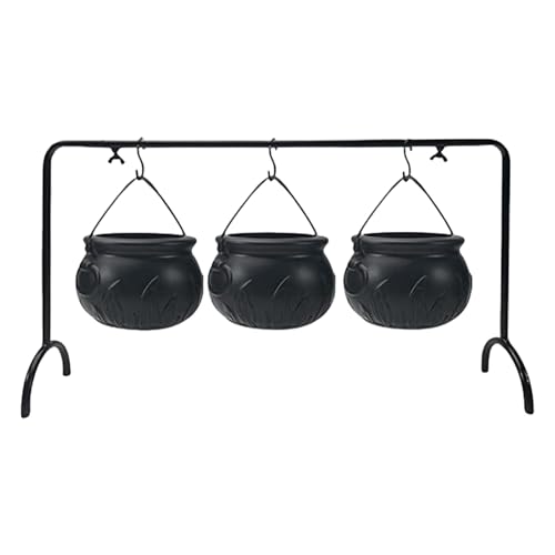 ZYMIADOU 3 Stück schwarze Kessel zum Aufhängen, Halloween-Kessel, Servierschale, Dekoration für Party, Outdoor, Innenbereich, Halloween, Party-Dekorationen, Hexenkessel, Servierschalen auf Gestell von ZYMIADOU