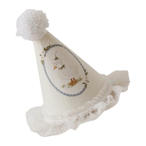 ZYMIADOU Geburtstagshut mit schönem Spitzenmuster, Partyhut mit Spitzenbesatz und weichem Ball, Dekoration, Pompons, Party-Zubehör ZYMIADOU Geburtstagshut mit schönem Spitzenmuster, Partyhut mit Spitzenbesatz und weichem Ball, Dekoration, Pompons, Party-Zubehör von ZYMIADOU