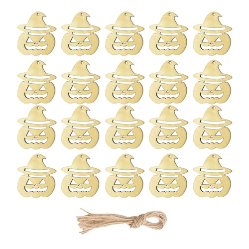 ZYMIADOU Halloween-Bastelsets aus Holz, Partyzubehör für Familie, Klassenzimmer, dekorative hängende Dekorationen, Kinder, Halloween, Holz-Bastelprojekte, 20 Stück von ZYMIADOU