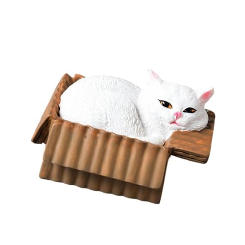 ZYMIADOU Miniatur-Skulptur mit Cartoon-Harzen, Katzen, in Pappschachtel, kompakt für Bücherregale, Tischdekoration, Haustierliebhaber, Geschenk von ZYMIADOU