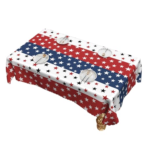 ZYMIADOU Patriotische Tischdecke mit Flaggen und Sternen für den 4. Juli, Gedenktag, Innen- und Außenbereich, Küche, Esstischabdeckung ZYMIADOU Patriotische Tischdecke mit Flaggen und Sternen für den 4. Juli, Gedenktag, Innen- und Außenbereich, Küche, Esstischabdeckung von ZYMIADOU