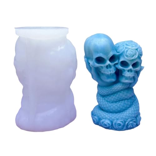 ZYMIADOU Silikonform mit Totenkopf-Rose, Schlange, für Epoxidharz, Seife, Schokolade, Halloween, Heimdekoration, Halloween von ZYMIADOU