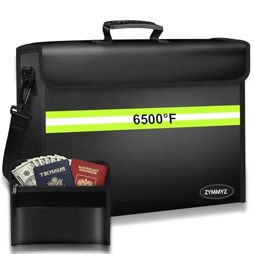 Dokumenten-Organizer mit herausnehmbaren Ordnerschichten/Brieftasche, feuerfester Dokumenten-Organizer mit Schloss und reflektierenden Streifen, tragbare Aufbewahrungsbox für wichtige Dokumente von ZYMMYZ